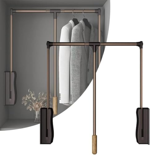 QARIDO Barre Penderie Escamotable, À Charge 30 Kg, Porte-manteau Réglable, Tringle À Vêtements, Garde-robe, Largeur Réglable 93-125cm, Montage au Sol, Acier Inoxydable, Métal