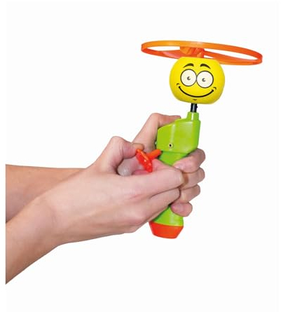 Günther Flugspiele 1638 - Propeller Spielzeug Spin Ball, ca. Ø 12,5 cm, Fliegender Kreisel mit Smiley Motiv, für Kinder ab 4 Jahren, inkl. Schnellstarter
