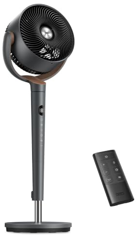 Dreo ventilador de pie muy silencioso con control remoto, ventilador grande 20 dB con motor CC, oscilación 120°, 3 modos, altura ajustable 94–107 cm, ventilador de suelo TurboPoly™ 512