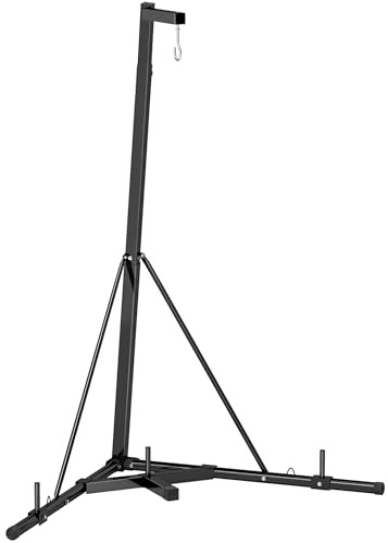 SPORTNOW Soporte de Saco de Boxeo Plegable Soporte para Bolsas de Boxeo de Pie con Altura Ajustable en 10 Niveles para Entrenamiento en Gimnasio Hogar 170x90x182-225 cm Negro