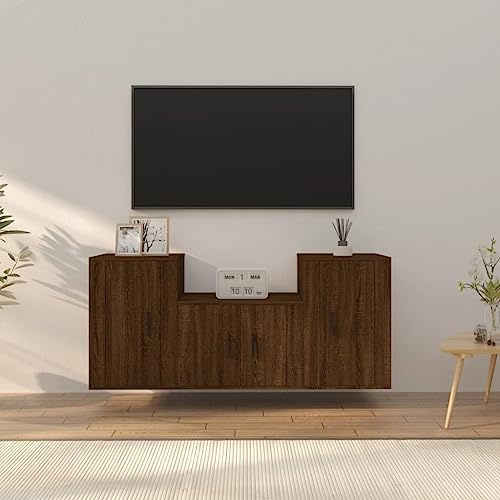 CKioict Ensemble de 3 meubles TV pour salon avec DVD Aspect chêne Marron Aspect bois Convient pour le salon, le salon, l'hôtel