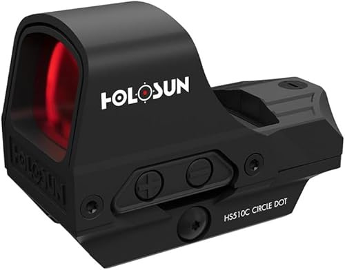 Holosun HS510C - Reflex Red Dot 65 MOA Circle & 2 MOA Dot - Alimentazione Solare, 12 Livelli di Luminosità e Funzione Auto-Spegnimento - IPX8 Impermeabile - Pannello Solare e Sensore di Movimento