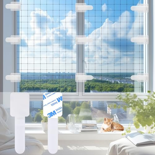 TenaLucy 60 Stück Klebehaken Katzennetz,Klebehaken Außen für Katzennetz Balkon Haken für Katzennetz Fixierung für Balkonnetz für Katzen Balkon Katzennetz für Balkon Ohne Bohren Outdoor Adhesive Hooks