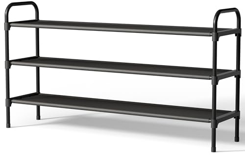 Kitsure Extra-Long Shoe Rack for Closet, Shoe Organizer for Front Door Entrance, Stackable Shoe Shelf, Detachable Closet Organizers and Storage, 39.0 Wide - 3 Tier, Black
