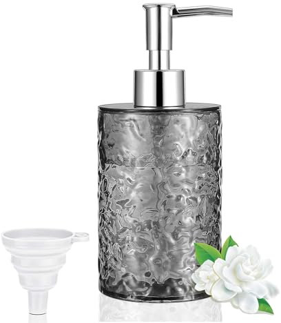 GKSCXEXE 400ml Grey Soap Dispenser Bathroom, Plastic Hand Wash Bottle Washing Up Liquid Dispenser for Kitchen, Refillable Liquid Soap Container with Funnel for Shampoo, Shower Gel, Conditioner