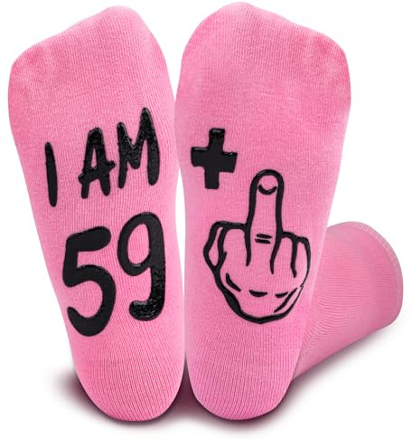 SREBIWO Chaussettes pour femme 40/60e anniversaire - Chaussettes amusantes et douillettes - Idée cadeau pour 40/60e anniversaire, Rose, taille unique