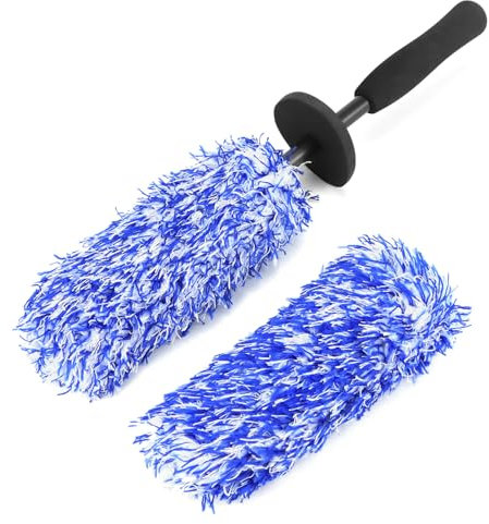 QWORK® Brosse de Nettoyage de Jantes en Microfibre de 41 cm avec Housse de Brosse de Remplacement Souple pour Un Entretien Doux des Jantes en Aluminium