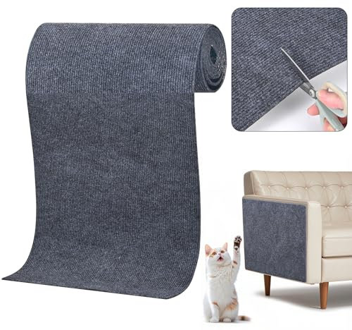 YVCVQKUC Kratzmatte für Katzen, 200 x 40 cm, Selbstklebend, Anti-Kratz-Matte, DIY-Kratzbaum, Sofaschutz, Wandschutz, Grau