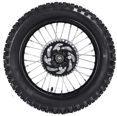 Llanta Trasera para Moto de 14 Pulgadas con Neumático 90/100 14 de Freno y Piñón Eje de 15mm Compatible con Tao Kayo TSD 110 TD 125 Apollo y SSR Ideal para Terrenos Difíciles y