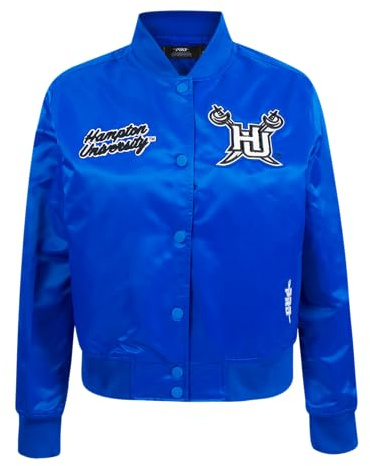 Pro Standard Womens College Hampton University Classic Essentials Satin Jacket Royal Blue L