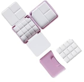 Allayu Färgpall för barn, gouacheblandningsbricka, organiserad förvaring, designad för konstentusiaster och kreativa projekt, färgpalettbricka för akrylmålning, professionell, Rosa, 7.3x7x2.5 cm