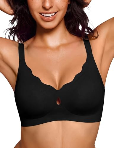 Bresdk Soutien-Gorge sans Armature Femme sans Couture Col V Confortable