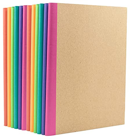PAPPERAGE 12-pack komposition anteckningsböcker, kraftskydd med regnbågsryggar, 120 sidor, linjerat papper, liten storlek (8 tum x 5,7 tum) – för användning i skolan, kontoret eller hemma