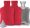 Wärmflasche mit Bezug 2 Liter, Anstore Wärmeflasche Set Weich Wärmflasche Groß Kinder Wärmflaschen für Nacken und Schulter, Bettflasche, Nackenwärmflasche, Rot