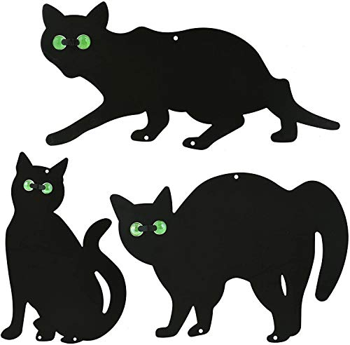 DIVCHI 3Pack Black Cat Silhouette for Garden - Cats Scarer with Marble Eyes - Harmless Bird Deterrent, Fox Repellent, Rodent Repeller - Decorative, Weatherproof, Silent, Ecological