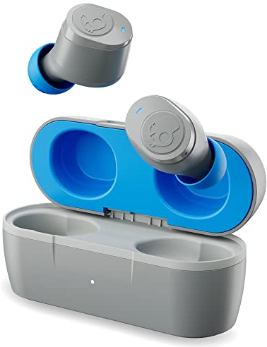 Skullcandy Cuffie In-Ear Jib, True Wireless, Bluetooth 5.0, Resistenti All'Acqua, 22 Ore di Autonomia, Grigio Chiaro/Blu