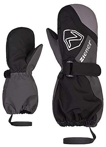 Ziener Unisex Baby Laurus Ski-Fäustlinge/Winter | wasserdicht, Lange Stulpe, reflektierend, Black.Magnet, 116cm