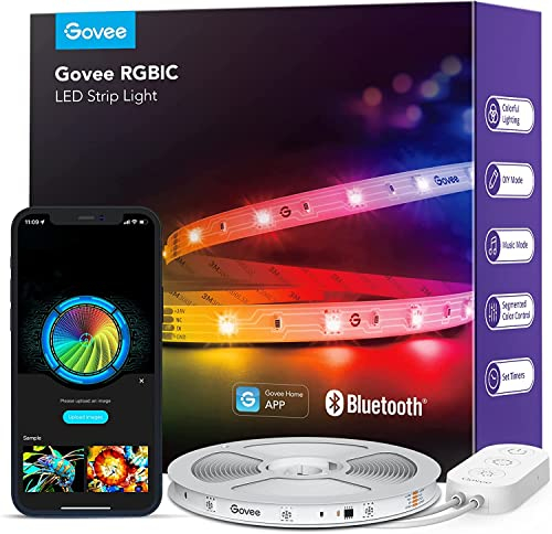 Govee Striscia LED 5M, RGBIC LED Strisce con Controllo a Segmenti, Sincronizzazione Musicale, 64 Modalità Scena, Controllabile tramite App, Cambio Colore, per Casa e Camera da Letto