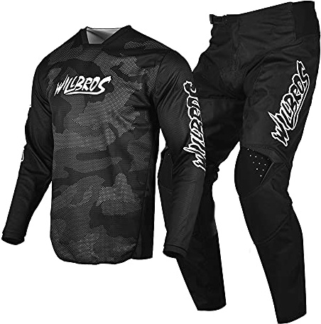 Willbros Combinazione di Pantaloni in Jersey per Uomo Donne Motocross Off-road Dirt Bike Powersports Protettivo Cavalcare Bundle (Jersey S/Pant W30)