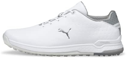Puma Golf Zapatos de Golf Proadapt Alphacat de Cuero para Hombre, Blanco Plateado White Silver, 44 EU