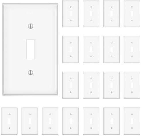 TAKETEK Light Switch Cover, Standard Size Toggle Light Switch Wall Plate,White, Wall Plates for Light Switches, White, 20 Pack
