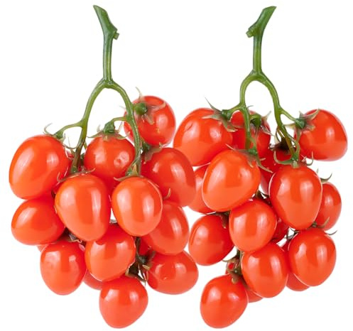 PH PandaHall Paquete de 2 tomates cherry artificiales, frutas artificiales, tomate rojo artificial, decoración de tomates rojos artificiales, accesorios de frutas artificiales para el hogar, gabinete
