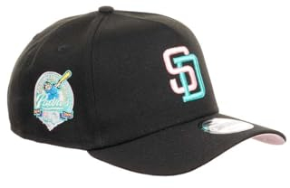 New Era San Diego Padres MLB 40th Anniversary Year Sidepatch Black 9Forty A-Frame Snapback Cap - One-Size