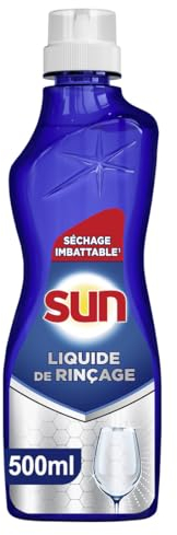 SUN - Liquide de Rinçage Séchage Lave-Vaisselle - Vaisselle 8x plus sèche - 2x plus de brillance - prévient les dépôts de calcaire sur la vaisselle - 500 ml