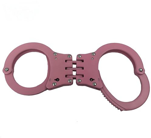 Yoghourds Handschellen mit Doppelverriegelung, verstellbar, robust, Stahl, mit 2 Schlüsseln und Handschellen, Holster in Polizei-Edition, professionelle Qualität, Silber