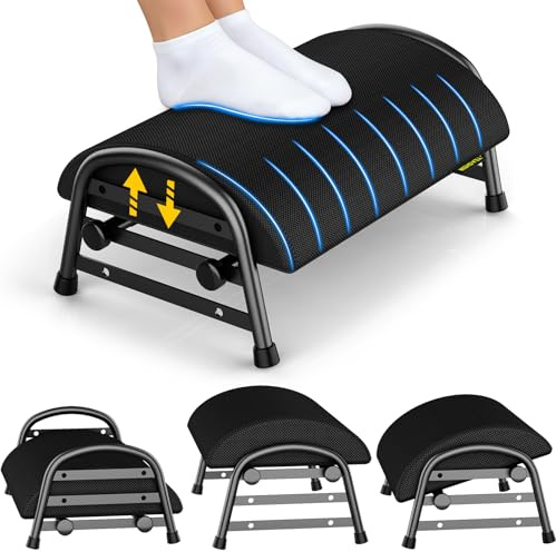 YEASHEIN Adjustable Foot Rest for Under Desk at Work, 6 Positions - Black