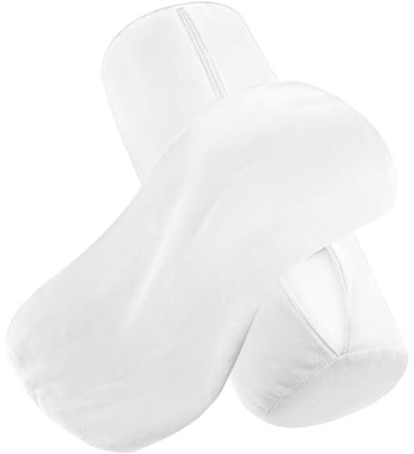 Prasacco 2 Stück Nackenrollen-Kissenbezug mit Reißverschluss, Rundhalskissenbezug, weiche Nackenrolle, Kopfkissenbezug, runde Halswirbelkissen für zylindrisches Kissen (weiß, 40,6 x 15,2 cm)