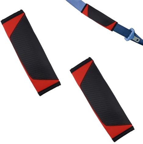 2 Pezzi Imbottitura Avanzata per Cintura, Copri Cintura di Sicurezza Auto Confortevole, Spallina Universale in Pelle in Fibra di Carbonio, Cuscinetti in Fibra di Carbonio per Cinture di Sicurezza
