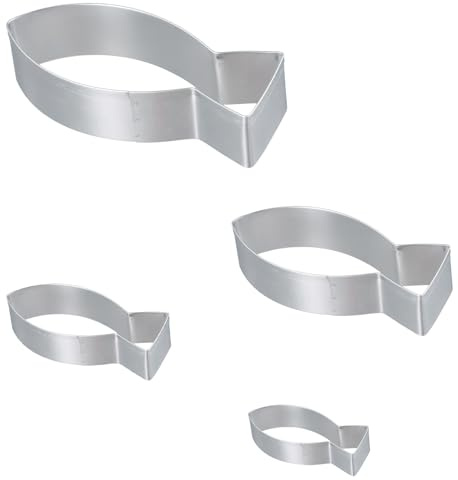 Nivofu Fish-Shaped Cookie Cutters Set, 4 Piece Biscuit Mould, Stainless Steel Biscuit Cutters for Baking, for Kids, Birthdays, and Baby Shower, Easy to Clean and Reusable (B)