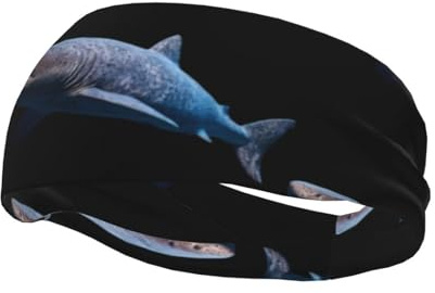 Shark - Diadema elástica unisex para natación, yoga, deportes, fitness, correr, baloncesto, absorbe el sudor