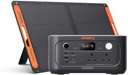 Jackery Solar Generator 500 v2 with 100W Solar Panel, 230V/500W Pure Sine Wave Portable Power Station, 1000W AC Output, 512Wh LiFePO4 Lithium Camping Battery Backup for Outdoors, Picnics, Fishing