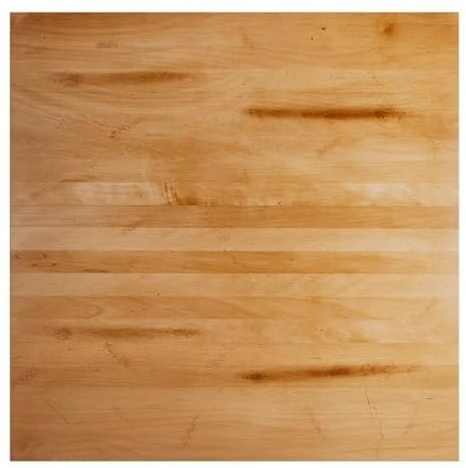 Glownary Industrial Square Live Edge Table Top, Solid Wood, Honey Maple Finish, Brown, 30x30 Inch, European Beechwood, V-Brace Support