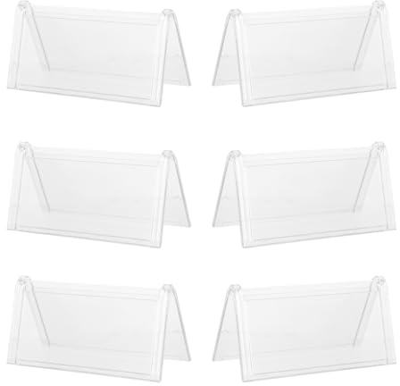 DOITOOL 6 targhette identificative per scrivanie - Porta- in plastica trasparente - Porta-etichetta con schienale inclinato orizzontale, cornice per cartelli da scrivania per espositori da tavolo per