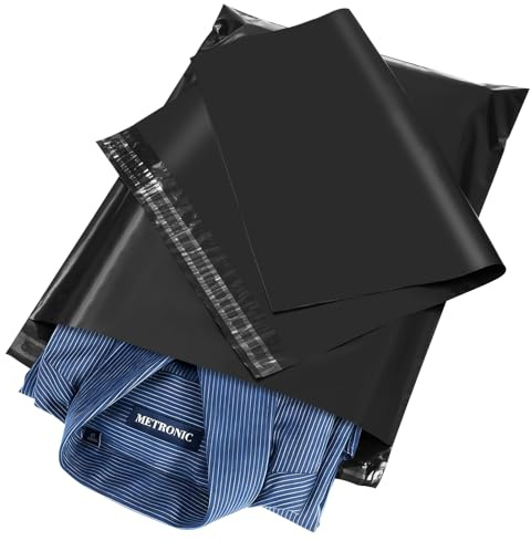 Metronic Poly Mailers 12x15.5 100pack Black Shipping Bags for Clothing, Self-Sealing Waterproof Poly Bags Shipping Envelopes for Small Business Mailing Packaging