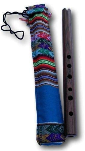 Quena Handgemachte Anden-Flöte Jacaranda, ca. 38 cm, mit handgefertigter Schutztasche