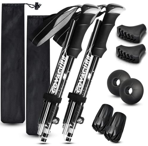 Covacure Hiking Poles Collapsible Trekking Poles - Aluminum Alloy 7075 Walking Sticks with Telescopic & Foldable Tri-fold Design Hiking Gear for Women Men, Camping, Climbing
