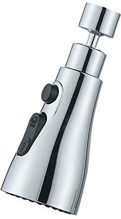 Andoer Sprayhuvud för kökskran med 3 funktioner, 360° vridbar sprayhuvud, G1/2, vattenbesparande luftare för kökskran, reservsprayhuvud, färdigpolerad