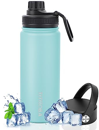 TITIROBA Edelstahl Trinkflasche 600ml Auslaufsicher Thermosflasche BPA Frei Isolierflasche Vakuum Doppelwand Isolierung Minzgrün