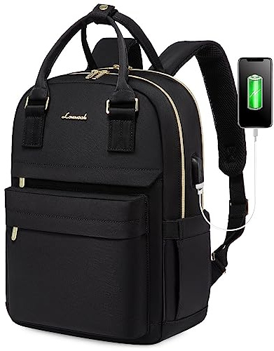 LOVEVOOK Damryggsäck, 15,6 tums laptopryggsäck, skolryggsäck, flicka, tonåring, med USB-laddningsport, & laptopfack, vattentät skolväska, dagväska, elegant för skola, universitet, resa, arbete