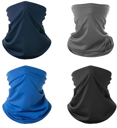 SLEEKEE Förpackning med 4 is-silkesscarf, bandana med kall känsla, multifunktionell enfärgad bandana, solskyddshandduk, stretchig staplingsscarf för utomhussport (4 färger)