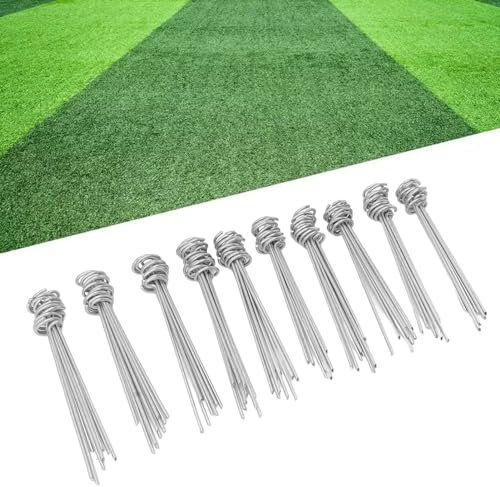 Topyond 100 UNIDS Clavo De Tierra Diseño Único Hierro Galvanizado A Prueba De Herrumbre Estacas De Césped Artificial para Barreras De Malezas Carpa Tela De Jardín Red para Sombrilla Fácil De Entrar
