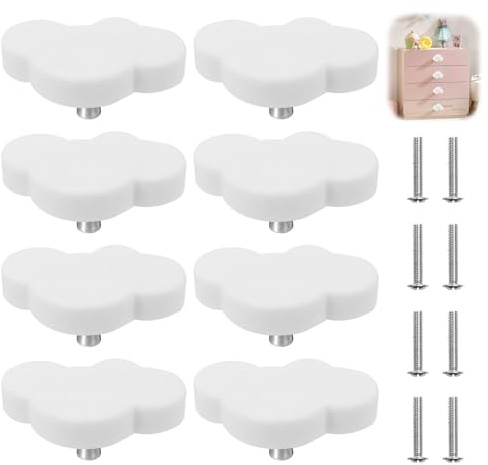 Lot de 8 boutons d'armoire en forme de nuage pour chambre d'enfant, en forme de dessin animé, boutons de meuble, boutons de commode avec vis, boutons de tiroir, boutons de meubles, poignées de tiroir