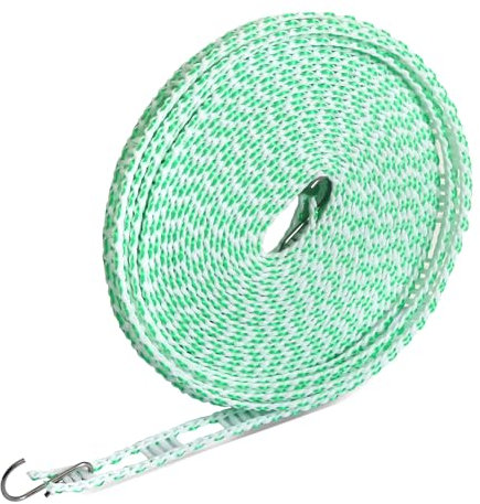 10m/32.8ft Winddichte Wäscheleine rutschfeste, Seil für hängende Wäscheleinen Tragbare Kleiderlinie, Kleidung trocknendes Seil für Outdoor Camping Travel Hanger oder Home Use (Grün Weiß)