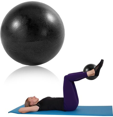 25cm Ballon Pilates, Ballon Gym avec Paille de Gonflage Ballon Fitness de Gymnastique Ballon de Grossesse Anti-éclatement Ballon Yoga pour Pilates Barre Rééducation et Renforcement du Tronc (Noir)