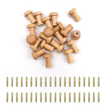 HJIAMA 20 Stück Kleiderhaken Holz, Wandhaken, Glatte Pilzform Holzhaken, Schraubenlöcher Boden, Garderobenhaken mit Schrauben für Aufhängen Hüten, Kleidung und Handtüchern
