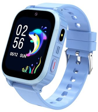 Kesasohe 4G Smartwatch Kinder, IP68 Wasserdicht Videoanruf Anruffunktion SIM SOS Kinderuhr für Jungen Mädchen Student